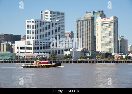 Waterfront edifici di New Orleans sul fiume Mississippi Louisiana USA Foto Stock