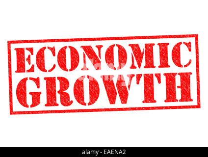 La crescita economica rosso timbro di gomma su uno sfondo bianco. Foto Stock