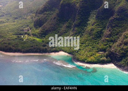 Ke'e spiaggia da aria, Kauai, Hawaii, STATI UNITI D'AMERICA Foto Stock