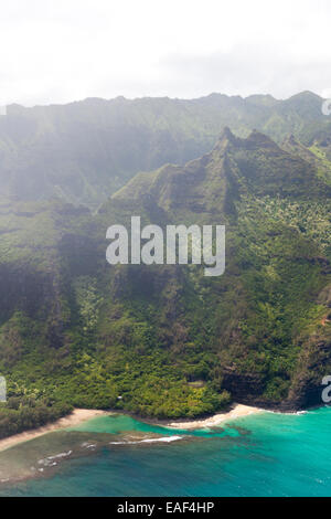 Ke'e spiaggia da aria, Kauai, Hawaii, STATI UNITI D'AMERICA Foto Stock