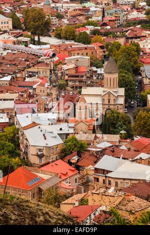 Vista di Tbilisi, capitale della Georgia Foto Stock