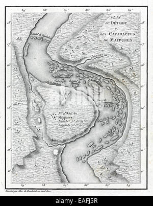 Le cataratte di Maypures mappa Foto Stock