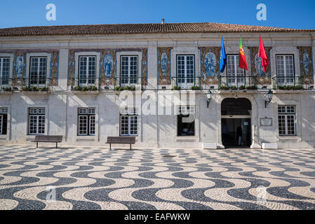 Il Municipio, la piazza principale della città vecchia, 5 ottobre Square, Cascais, Lisbona, Portogallo Foto Stock