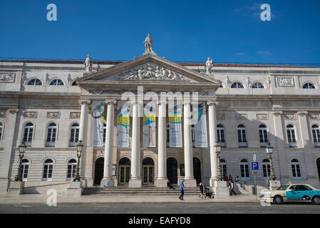 Teatro Nazionale D. Maria II, Piazza Rossio, Lisbona, Portogallo Foto Stock