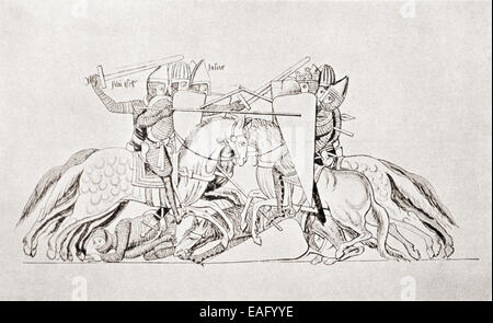 Giostra nel Medioevo. Foto Stock