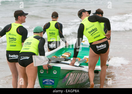 Sydney, Australia. 15 Novembre, 2014. L'Oceano serie Thunder è stato sviluppato appositamente per la televisione e include 24 elite squadre maschili e 12 elite womens squadre da sydney locale surf club, la concorrenza è in corso presso Dee Why beach Sydney Australia,palm beach team mens Credito: martin berry/Alamy Live News Foto Stock