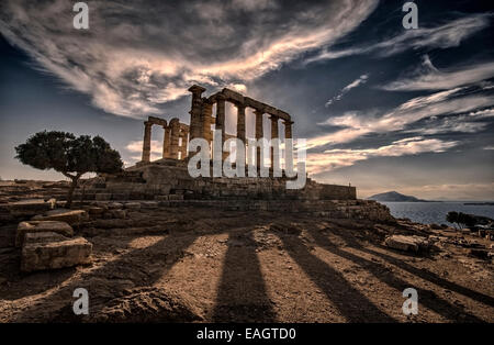 Il tempio di Poseidone a Sounion Grecia Foto Stock