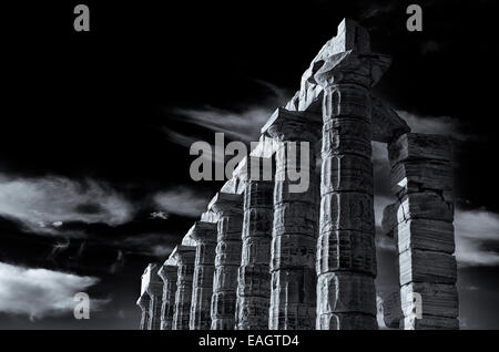 Tempio di Poseidone a Capo Sounion Grecia Foto Stock