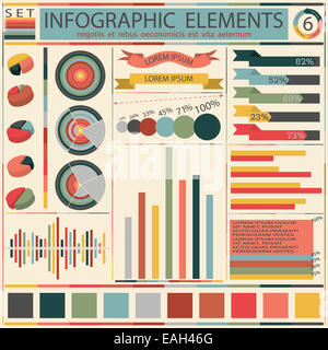 Impostare gli elementi di infographics retrò. Vettore Foto Stock