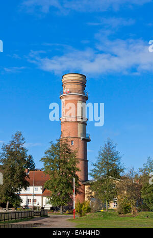 Uno del più antico faro tedesco a Travemunde resort, Lubecca, Germania Foto Stock