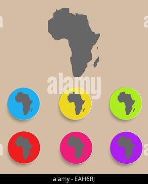 Africa mappa - icona isolato. Vettore Foto Stock