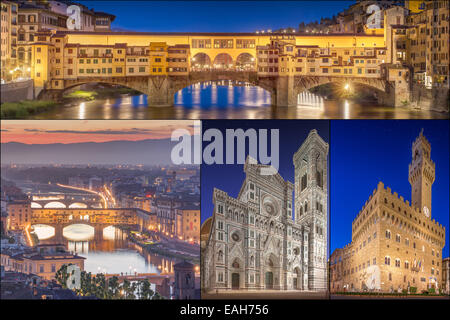 Collage con splendide immagini di Firenze, Italia Foto Stock