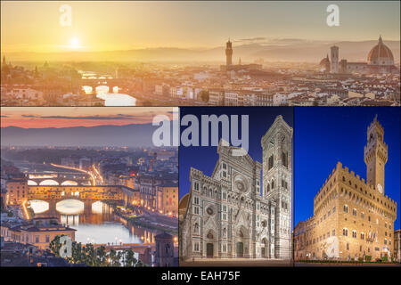 Collage con splendide immagini di Firenze, Italia Foto Stock