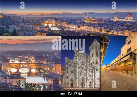 Collage con splendide immagini di Firenze, Italia Foto Stock