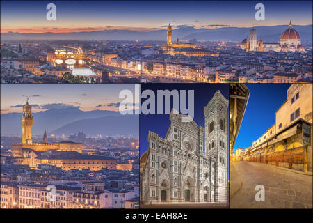 Collage con splendide immagini di Firenze, Italia Foto Stock