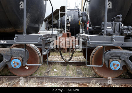 Trasporto merci carrelli granella innesto sulla ex Canadian Pacific railway Saskatchewan Canada Foto Stock