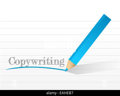 Copywriting parola su un blocco note di white paper Foto Stock