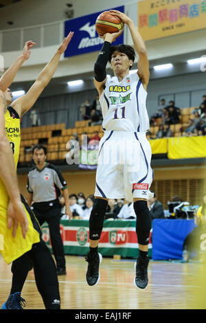 Arena Esforta Hachioji, Tokyo, Giappone. Xv Nov, 2014. Ryota Sakurai (Levanga), 15 novembre 2014 - Basket : National Basketball League 'NBL' 2014-2015 match tra Hitachi Sunrockers Tokyo 73-57 Levanga Hokkaido a Esforta Arena Hachioji, Tokyo, Giappone. © AFLO SPORT/Alamy Live News Foto Stock