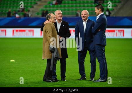 Noel LE GRAET/Didier DESCHAMPS/Guy STEPHAN /Franck RAVIOT - 14.11.2014 - Francia/Albanie - Match amical : Rennes- Photo : Dave inverno/Icona Sport Foto Stock