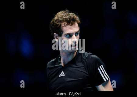 Londra, Regno Unito. Xvi Nov, 2014. ATP World Tour Finals. Novak Djokovic contro Andy Murray, exhibition match. Andy Murray Credito: Azione Sport Plus/Alamy Live News Foto Stock