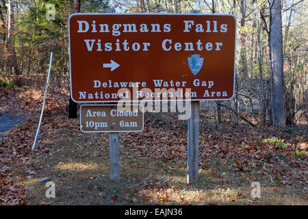 Dingmans cade Visitor Centre - Delaware Water Gap National Recreation Area - Segno Foto Stock