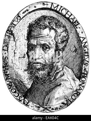 Michelangelo Buonarroti, Michelangelo o Michelangelo di Lodovico Buonarroti Simoni, 1475 - 1564, pittore italiano, scultore, arc Foto Stock