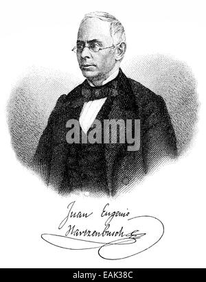 Juan Eugenio Hartzenbusch, 1806-1880, poeta spagnolo , Portrait von Juan Eugenio Hartzenbusch, 1806 - 1880, ein spanischer Dichter Foto Stock