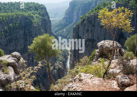 Canyon Köprülü, canyon, 400m di profondità, con fiume Köprüçay, sui monti Taurus, Provincia di Antalya, Turchia Foto Stock