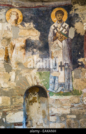 Affresco bizantino nella Basilica di San Nicola di Myra, Demre, Antalya, Turchia Foto Stock