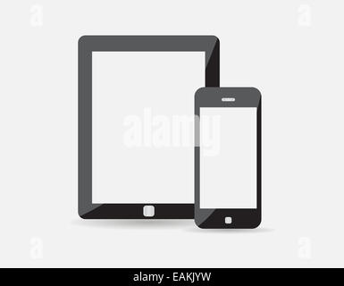 Impostare della moderna tavoletta digitale e il telefono cellulare Foto Stock