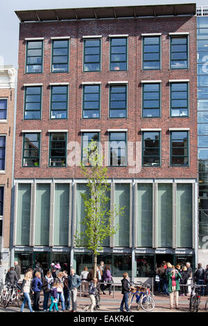 La casa di Anne Frank museo sul Prinsengracht in Amsterdam Holland, Paesi Bassi. Foto Stock