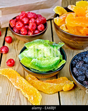 I canditi di pomelo e bacche di ciotola a bordo Foto Stock