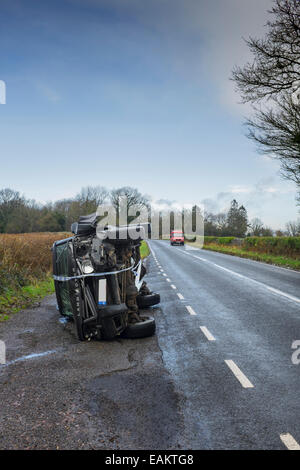 Rovesciato Landrover Discovery 4x4. Foto Stock