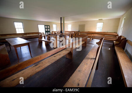 Foto di interni di Dunkers chiesa per motivi di Antietam National Battlefield Sharpsburg, Maryland. Foto Stock