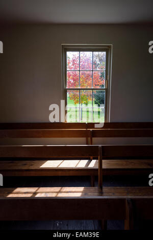 Foto di interni di Dunkers chiesa per motivi di Antietam National Battlefield Sharpsburg, Maryland. Foto Stock