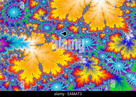 Un generati digitalmente colorato sfondo frattale basata sul set di Mandelbrot Foto Stock