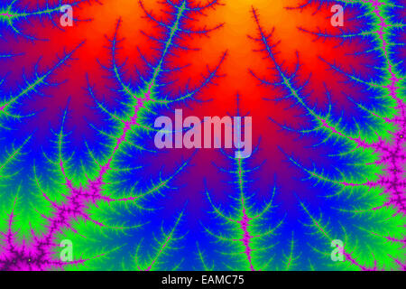 Un generati digitalmente colorato sfondo frattale basata sul set di Mandelbrot Foto Stock