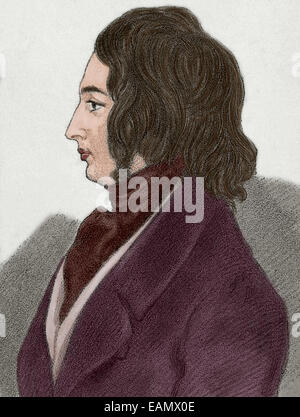 Charles Dickens (1812-1870). Romanziere britannico. Disegno del XIX secolo dal conte d'Orsay. Colorati. Foto Stock