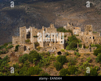 Vathia, villaggio abbandonato, Peloponneso, Grecia Foto Stock