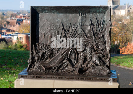 Battaglia di Worcester memorial, Fort Royal Park, Worcester, Worcestershire, Regno Unito Foto Stock