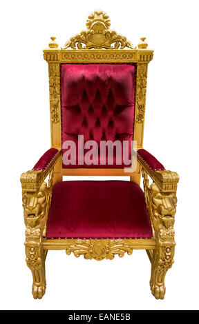 Velluto rosso e oro trono Foto Stock