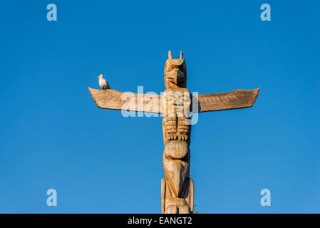 Rose Cole Yelton Memorial totem pole, Stanley Park, Vancouver, British Columbia, Canada, Foto Stock