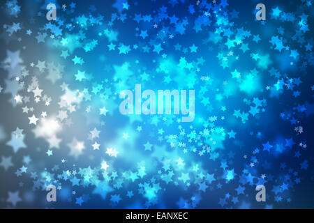 Blue bokeh abstract sfondo luminoso, con le stelle. Foto Stock