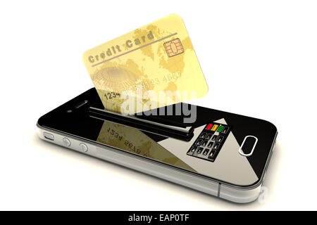 Carta di Credito e il telefono cellulare. Foto Stock