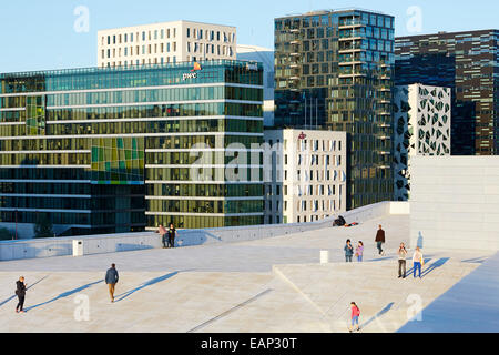 Oslo Opera e 'codice a barre degli edifici Foto Stock
