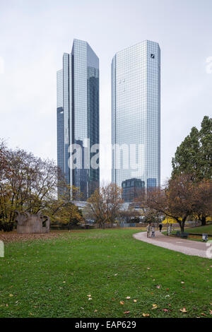 Deutsche Bank Headquarters, Frankfurt am Main, Hessen, Germania Foto Stock