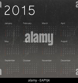 Calendario 2015 sulla lavagna nera sfondo.vettore Foto Stock