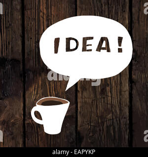Caffè Idea concetto sulla texture di legno. Vettore. Foto Stock