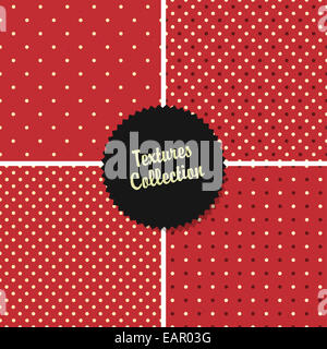 Rosso classico Textured Polka Dot Seamless diversi schemi di raccolta Foto Stock