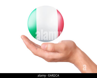 Immagine della mano Azienda Italia 3d icona bandiera. isolato su bianco bakground Foto Stock